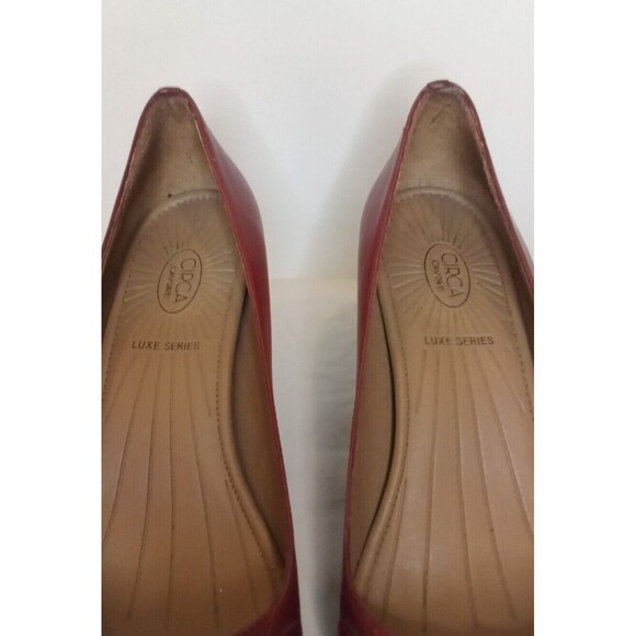 Red Leather Pumps Heels by Circa Joan & David Luxe Series Pointy Toe Size 6.5M - Picture 4 of 14